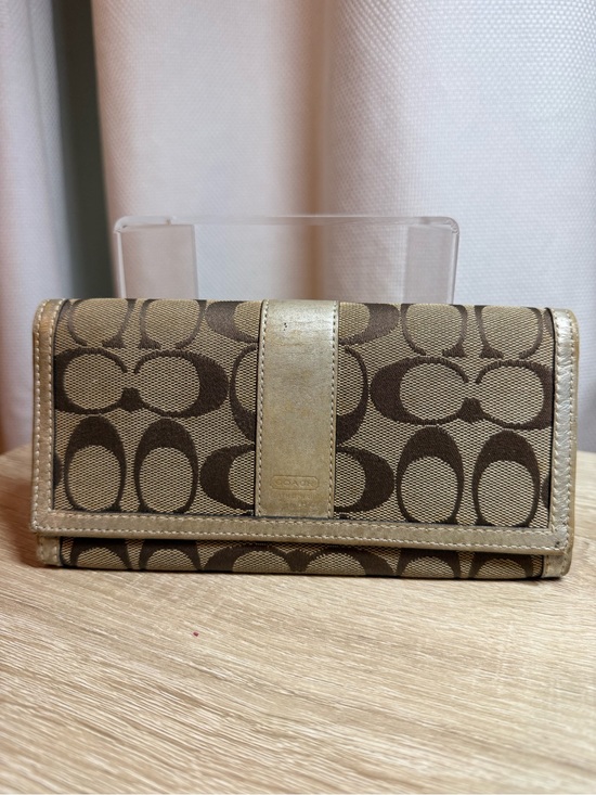 Coach Handbags - Coach Beige and Brown Signature Continental Wallet